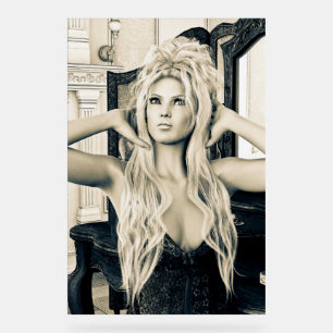 Vintage Victorian Glamour Portrait Art Acrylic Sign