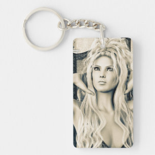 Vintage Victorian Glamour Portrait Art Keychain