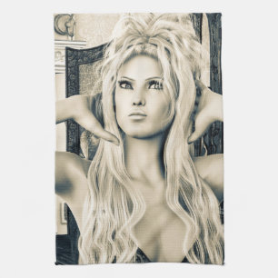 Vintage Victorian Glamour Portrait Art Kitchen Towel