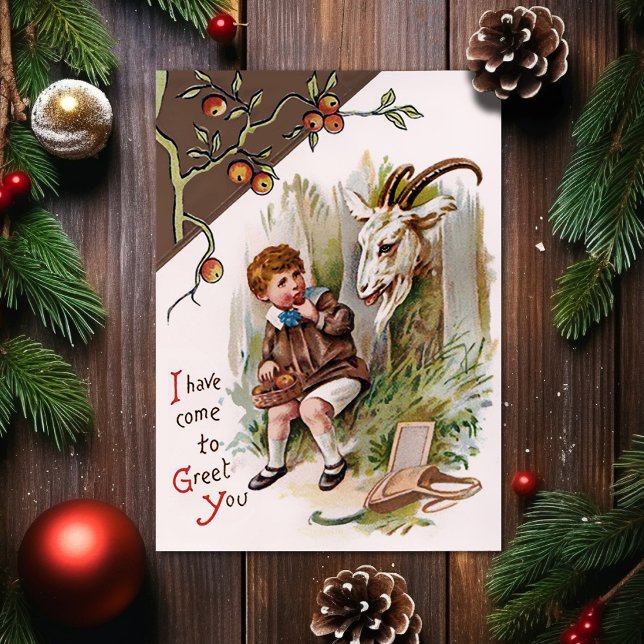 Vintage Victorian Goat Christmas Card (Creator Uploaded)