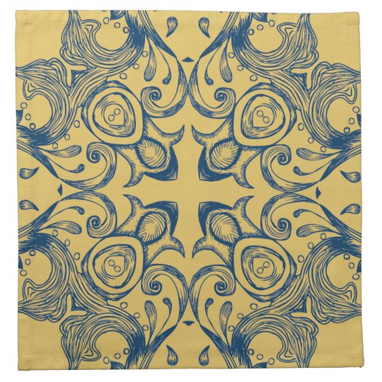 Vintage Victorian Gold and Blue Background Pattern Napkin