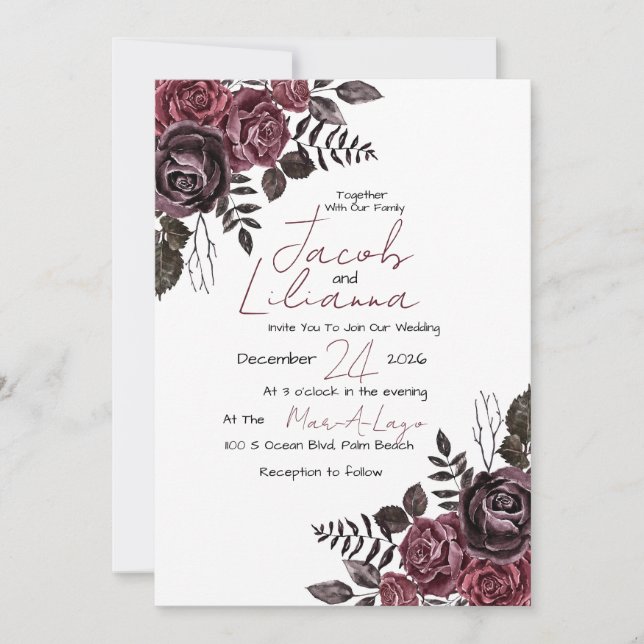 vintage victorian gothic style wedding invitation (Front)