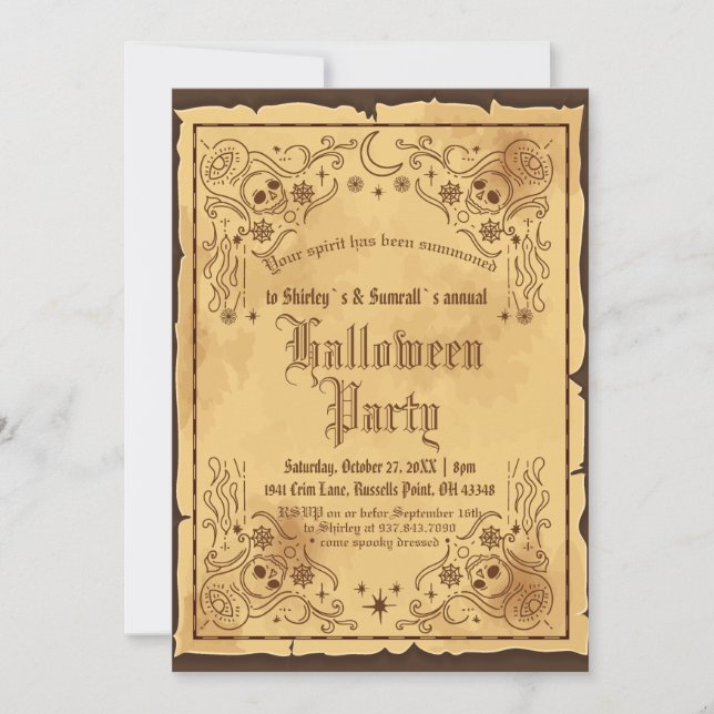 Vintage Victorian Gothic Witch Halloween Party Invitation (Front)