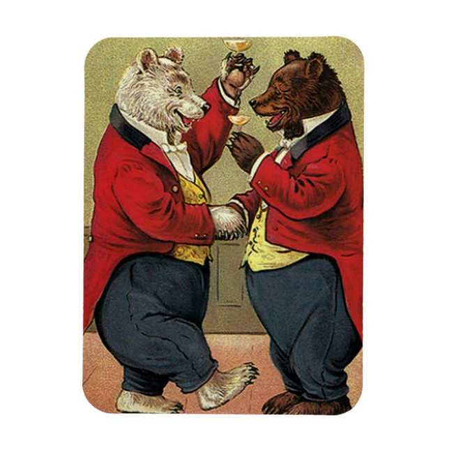 Vintage Victorian Happy, Gay, Dancing Bears Magnet (Vertical)