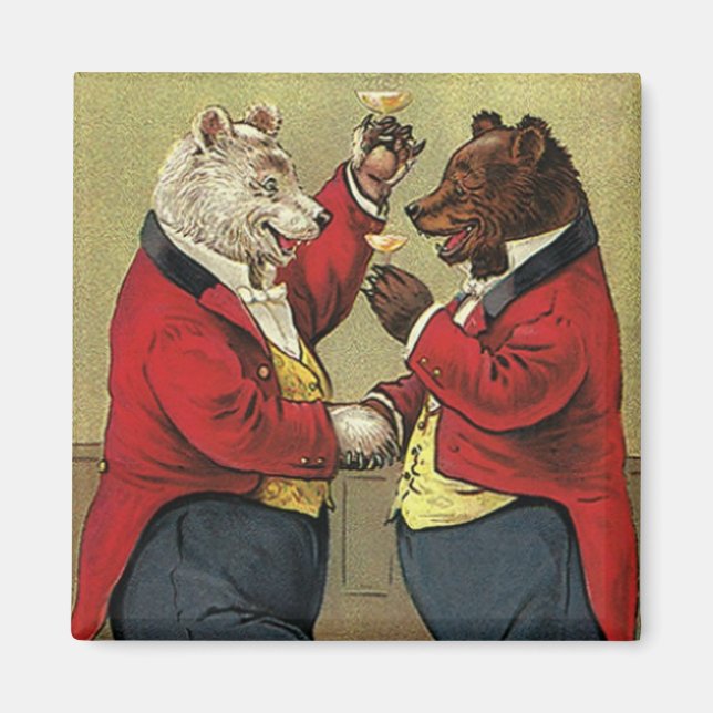 Vintage Victorian Happy, Gay, Dancing Bears Magnet (Front)