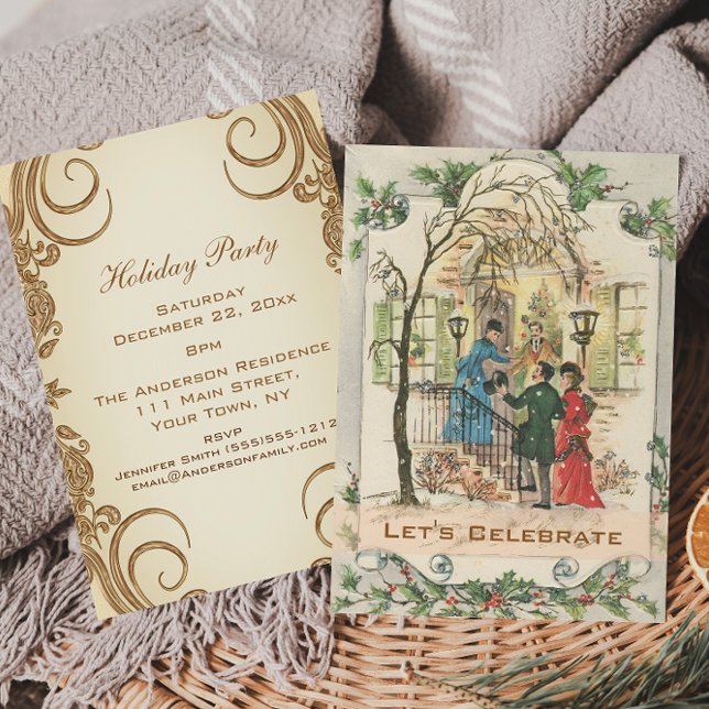 Vintage Victorian Holiday Christmas Party Invitation (Creator Uploaded)