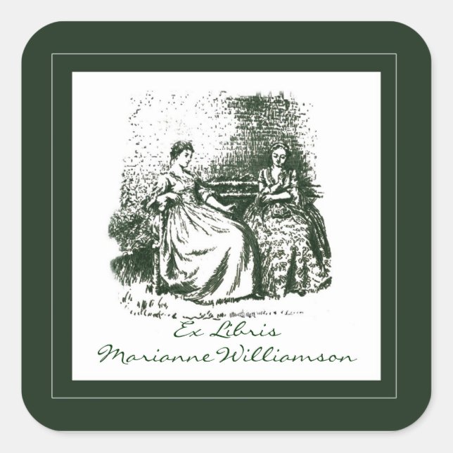 Vintage Victorian Illustration Book Plate Sticker (Front)
