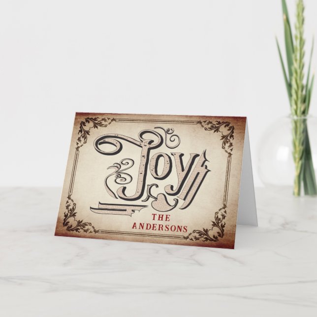 Vintage Victorian Joy Holiday Card (Front)