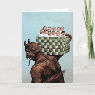 Vintage Victorian Krampus Christmas Card