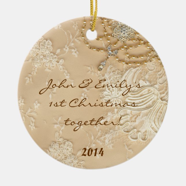 Vintage Victorian Lace Personalized Name Ornament (Front)