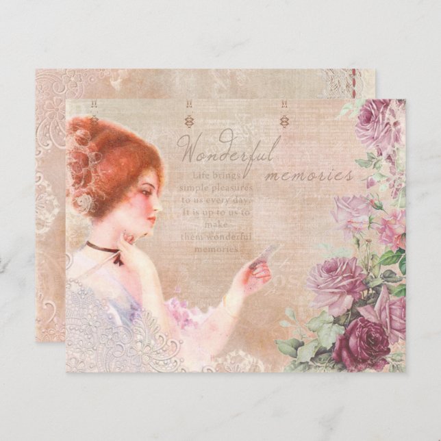Vintage Victorian Lady Decoupage Scrapbook Paper (Front/Back)