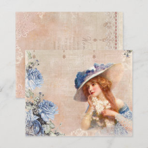 Vintage Victorian Lady Decoupage Scrapbook Paper