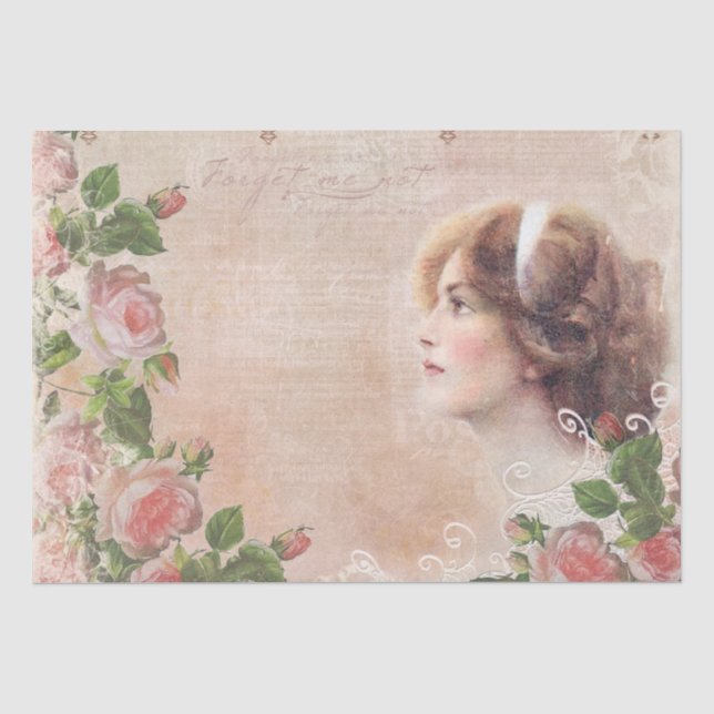 Vintage Victorian Lady Decoupage Tissue Paper (Front)