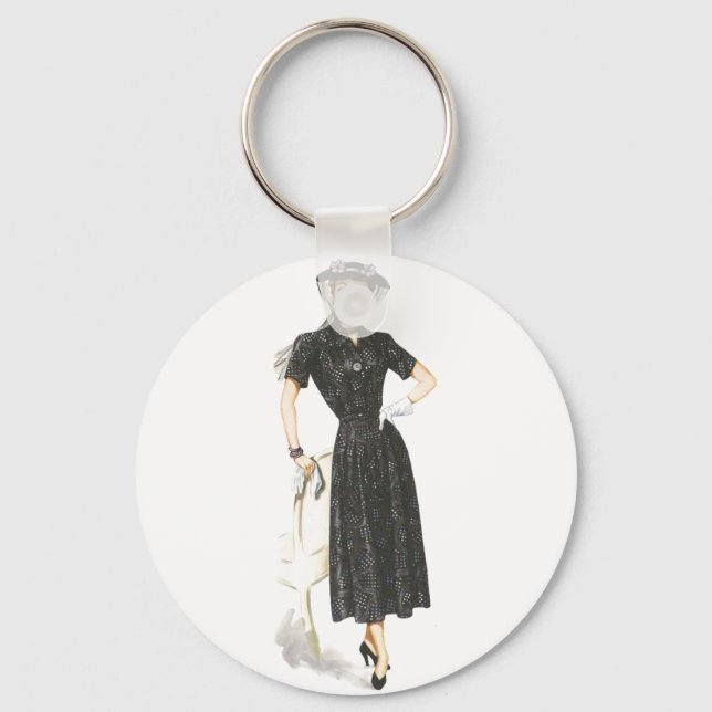 Vintage Victorian Lady Elegant Retro Fashion Keychain (Front)