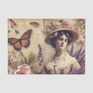Vintage Victorian Lady Floral decoupage Tissue Paper