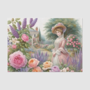 Vintage Victorian Lady Floral Garden decoupage Tissue Paper