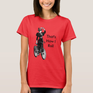 Vintage Victorian Lady on Bicycle Illustration T-Shirt
