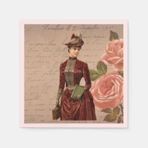 Vintage Victorian Lady Paper Napkin
