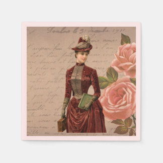 Vintage Victorian Lady Paper Napkin