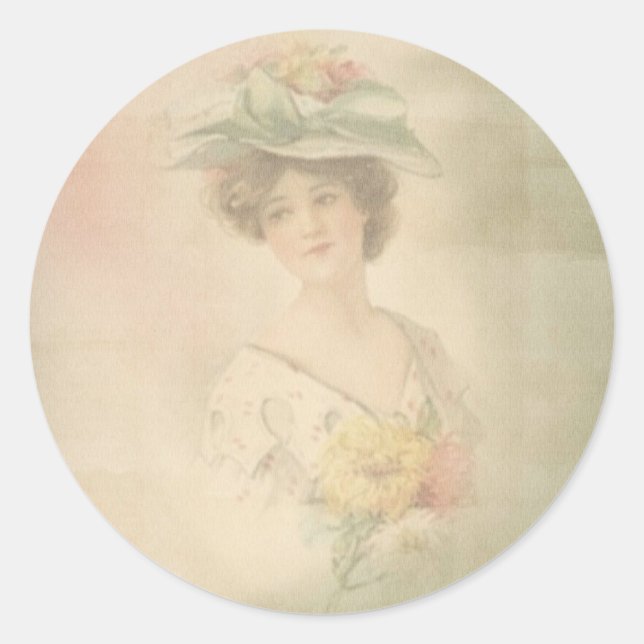 Vintage Victorian Lady Stickers Seals (Front)