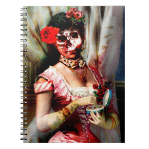 Vintage Victorian Lady Vanity Skull Notebook