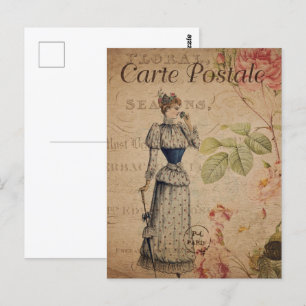 Vintage Victorian Lady with Parasol Postcard