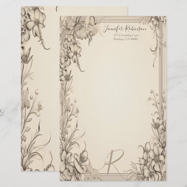 Vintage Victorian Look Stationery (Front/Back)