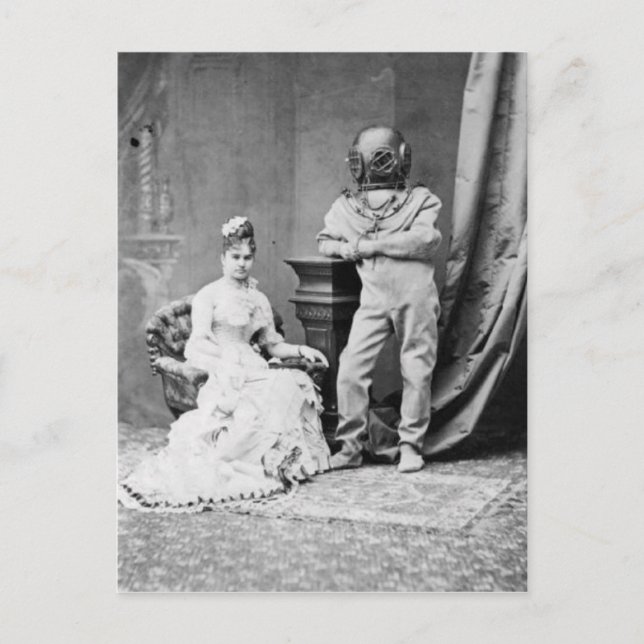 Vintage Victorian Man Wearing a Diving Suit Postcard (Front)