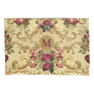Vintage Victorian Mauve Roses with Gold Tapestry  Pillowcase