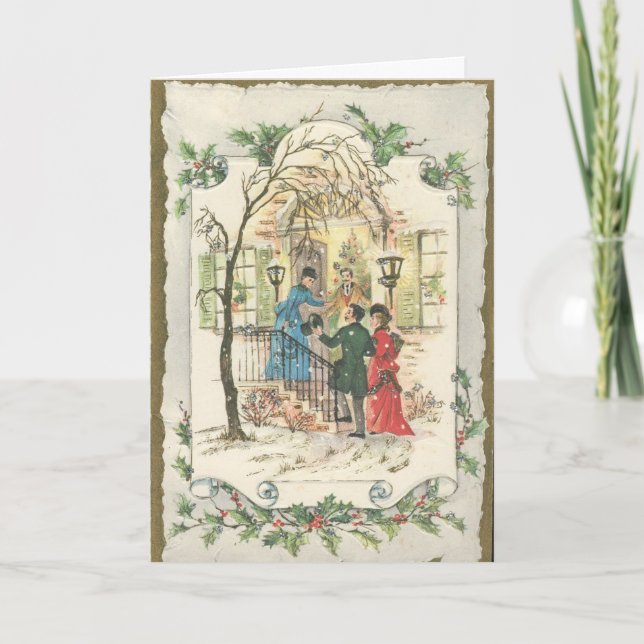 Vintage Victorian Merry Christmas Holiday Card (Front)