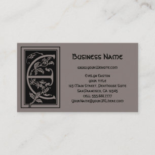 Vintage Victorian Monogram Decorative Letter E Business Card