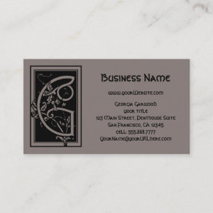 Vintage Victorian Monogram Elegant Letter G Business Card