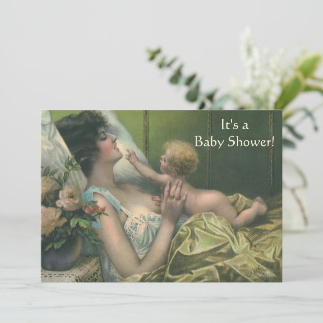 Vintage Victorian Mother's Day, Baby Shower Invitation (Standing Front)