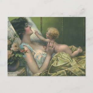 Vintage Victorian Mother's Day, Mom with Baby Postcard