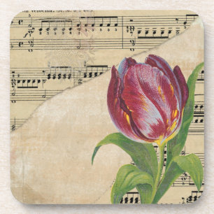 Vintage Victorian Music Romance Tulips Coaster