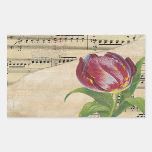 Vintage Victorian Music Romance Tulips Sticker