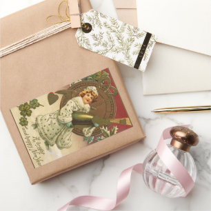 Vintage Victorian New Years Eve Champagne Angel Sticker