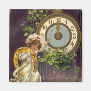Vintage Victorian New Years Eve, Clock at Midnight Magnet