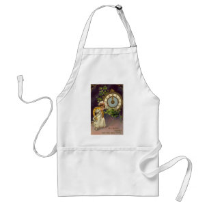 Vintage Victorian New Years Eve, Clock at Midnight Standard Apron