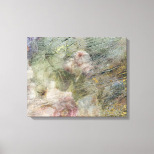 Vintage Victorian Oil Canvas Pink Purple Floral Print