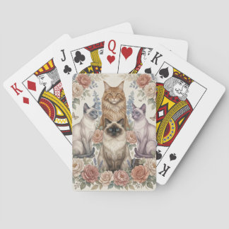 Vintage Victorian Ornamental Floral Feline Art Playing Cards