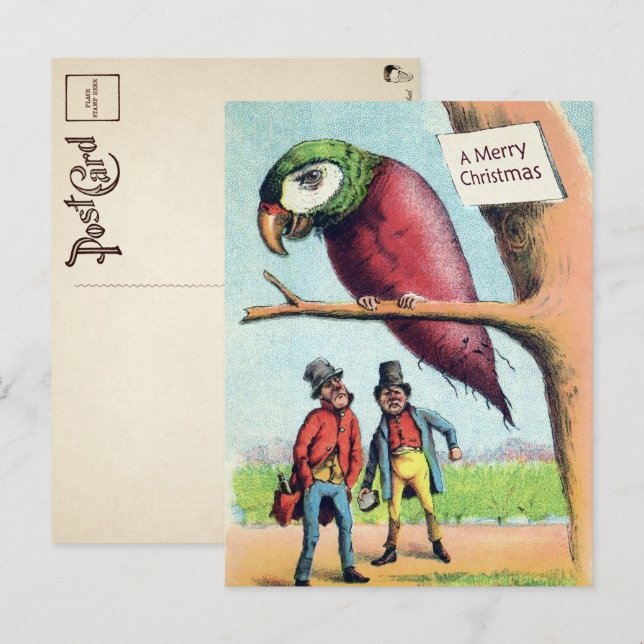 Vintage Victorian Parrot Beet Christmas Postcard (Front/Back)