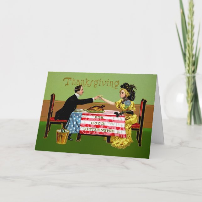 Vintage Victorian Patriotic Thanksgiving Card (Front)