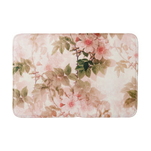 Vintage Victorian Pink Floral Chic Pattern Bath Mat