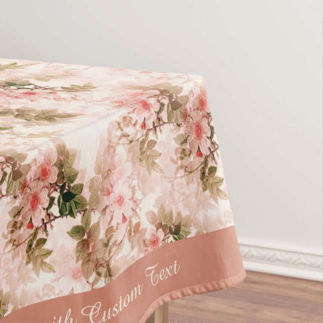 Vintage Victorian Pink Floral Chic Personalized Tablecloth (In Situ)