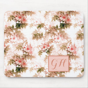 Vintage Victorian Pink Floral Elegant Chic Pattern Mouse Pad