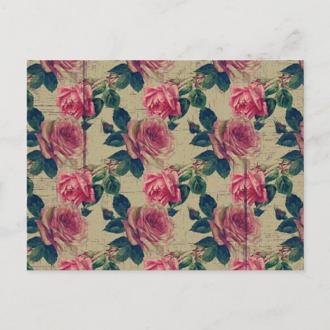 Vintage Victorian Pink Flowers Postcard (Front)