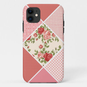 Vintage, Victorian Quilt, Pink, Rose, White iPhone 11 Case