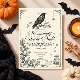 Vintage Victorian Raven Halloween Gothic Party Invitation