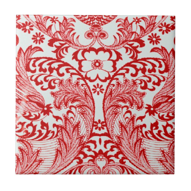 Vintage Victorian Red Ceramic Tile (Front)